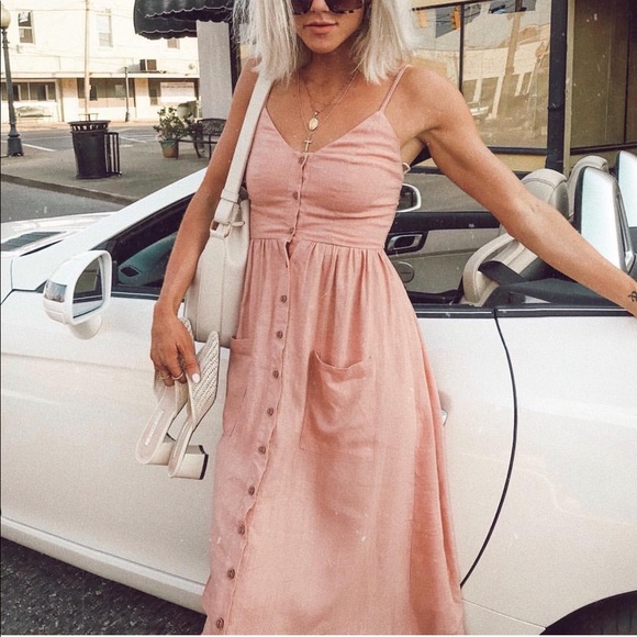 spaghetti strap button down dress